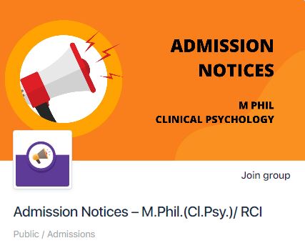 Admission Notices for M Phil Clinical Psychology - RCI Approved Institutes
